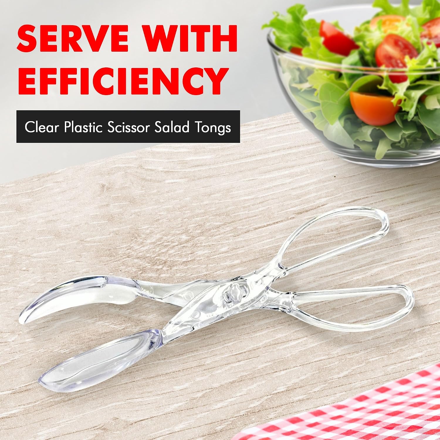 Chef Craft Premium Salad Scissor Tongs, 11.25 inch, Clear - Image 2