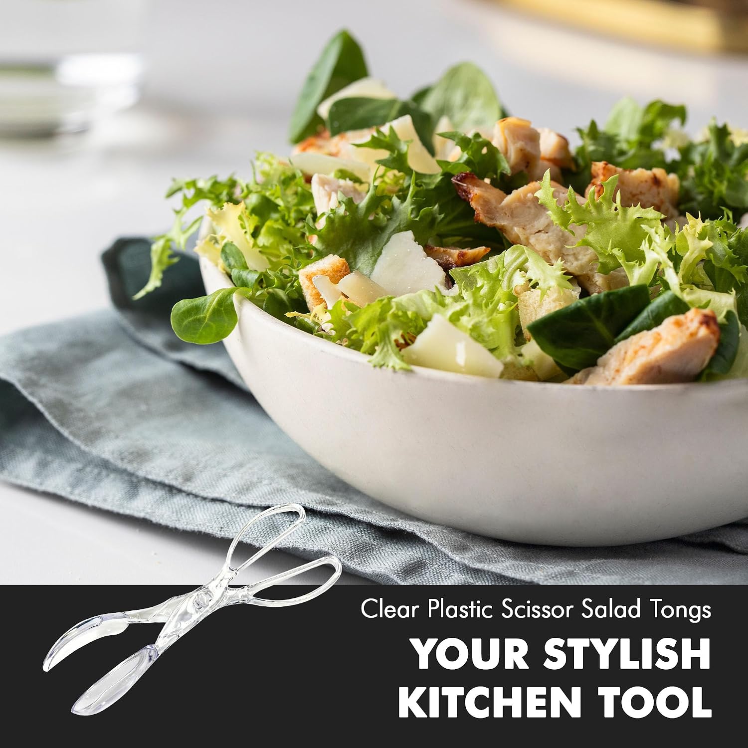 Chef Craft Premium Salad Scissor Tongs, 11.25 inch, Clear - Image 5