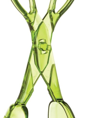 HIC Kitchen Salad Tong, Hinged Design, Detachable Fork and Spoon Green